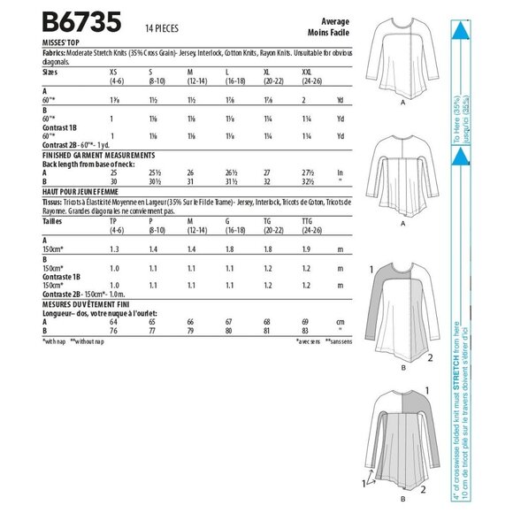 Butterick B6735 Katherine Tilton Misses Top Pattern with Asymmetrical Hem XS-M - Picture 2 of 8